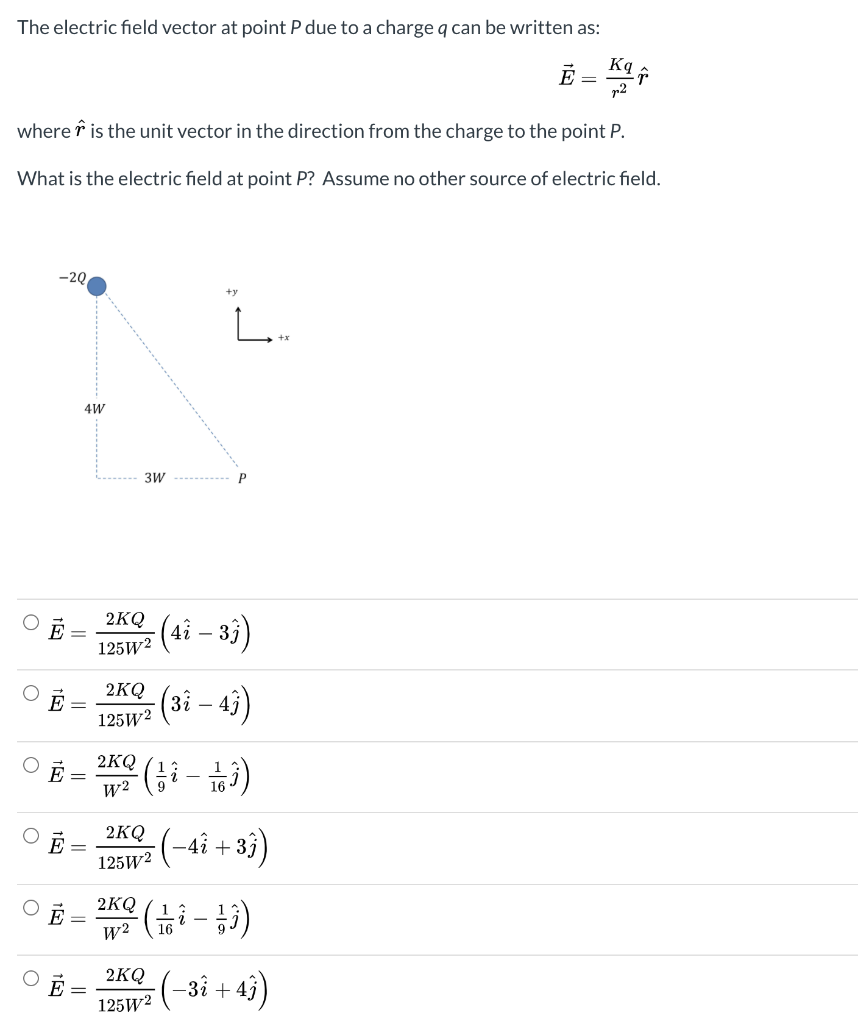 Solved The electric field vector at point P due to a charge | Chegg.com