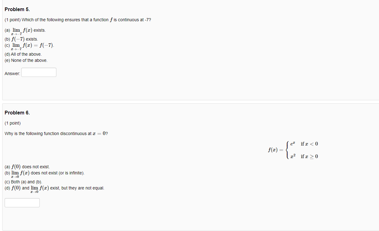 Problem 5 I 7 1 Point Which Of The Following Chegg Com