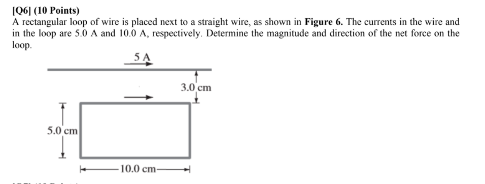 Solved [Q6] (10 Points) A rectangular loop of wire is placed | Chegg.com