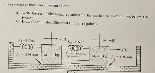 Solved 3. For the given mechanical system below: a) Write | Chegg.com