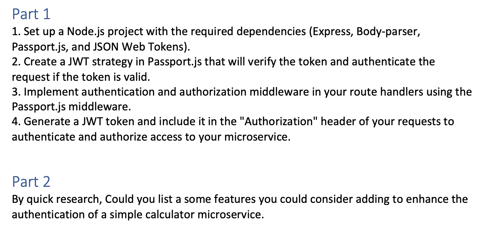 Solved Part 1 1. Set up a Node.js project with the required