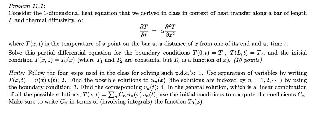 Solved Solve The Following Problem:Problem 11.1: Consider | Chegg.com