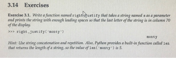 Solved 3.14 Exercises Exercise 3.1. Write a function named | Chegg.com