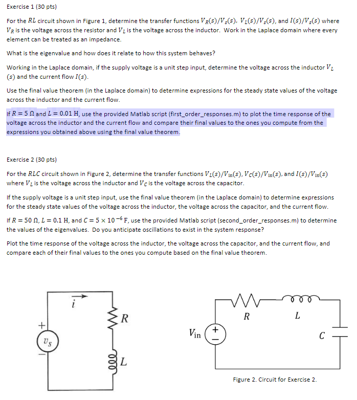 Solved Exercise 1 (30 pts) For the RL circuit shown in | Chegg.com