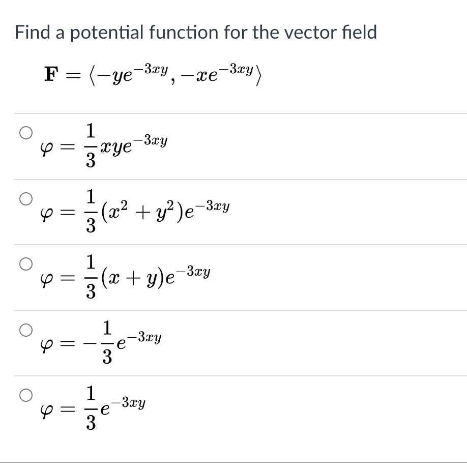 Solved Find a potential function for the vector field F = | Chegg.com