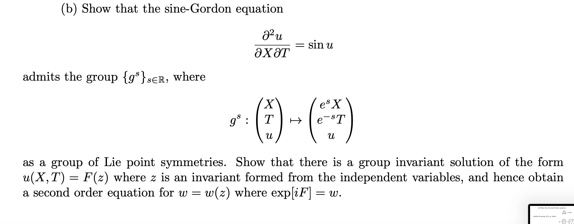 Solved B Show That The Sine Gordon Equation Azu Sin U Chegg Com