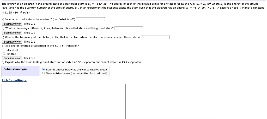 Solved The energy of an electron in the ground state of a | Chegg.com