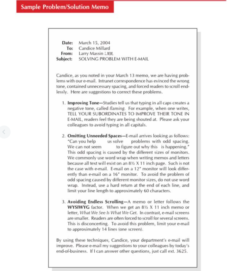 Solved Write a problem/solution memo to your teacher,