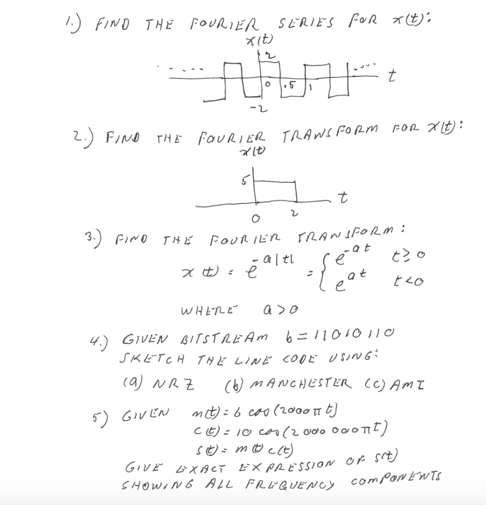 Solved 1 Find The Series For Fourier Xit X T T 2 Fi Chegg Com