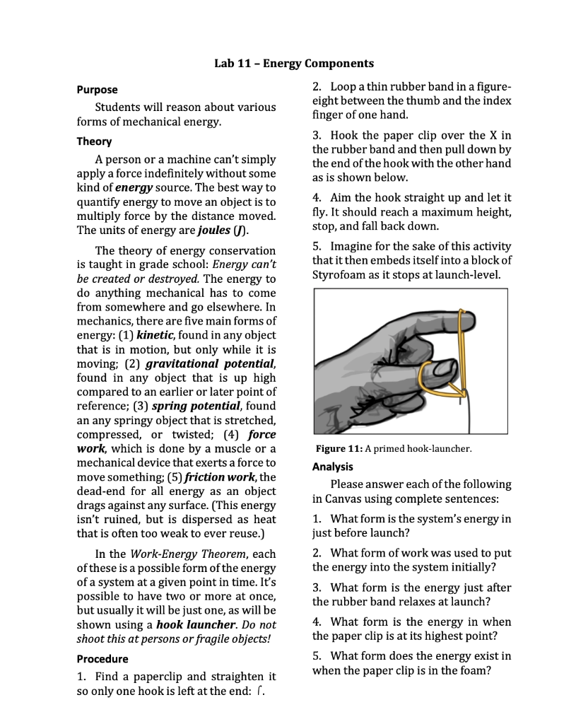 homework for lab 11 work and energy