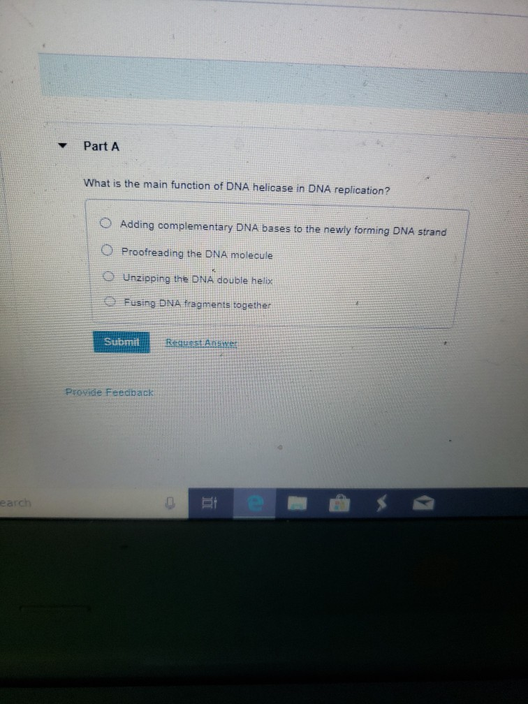 Solved Part A What Is The Main Function Of DNA Helicase In Chegg