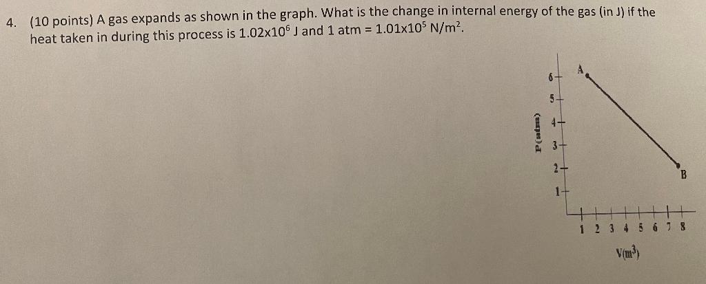 Solved (10 points) A gas expands as shown in the graph. What | Chegg.com