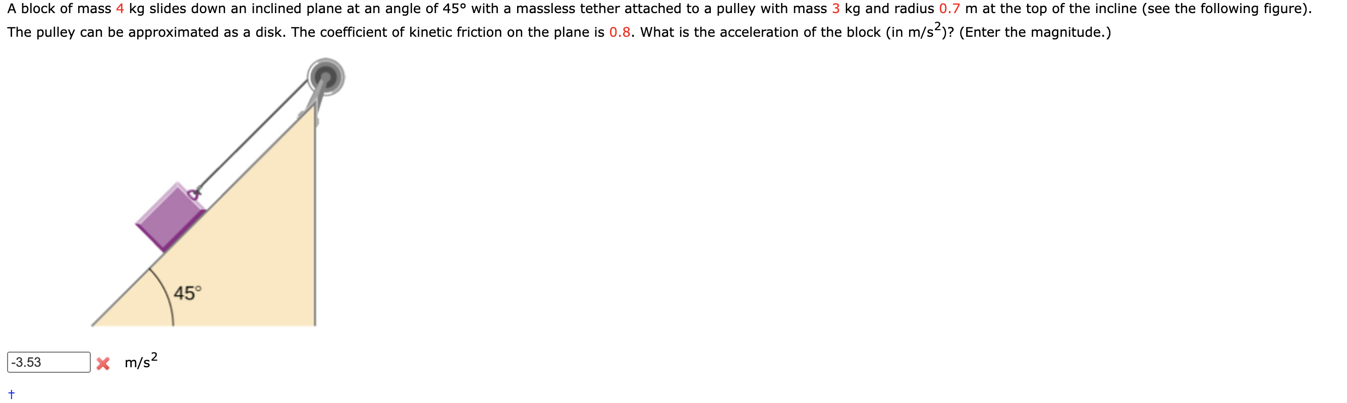 Solved A block of mass 4 kg slides down an inclined plane at