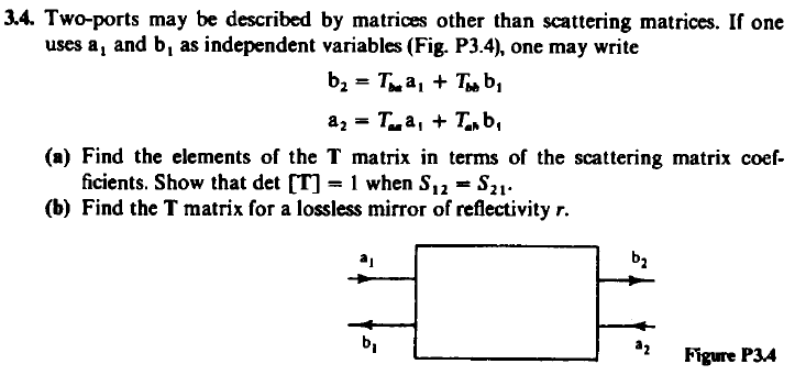 Solved 34. Two-ports may be described by matrices other than | Chegg.com