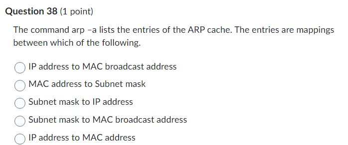 Solved The command arp -a lists the entries of the ARP | Chegg.com