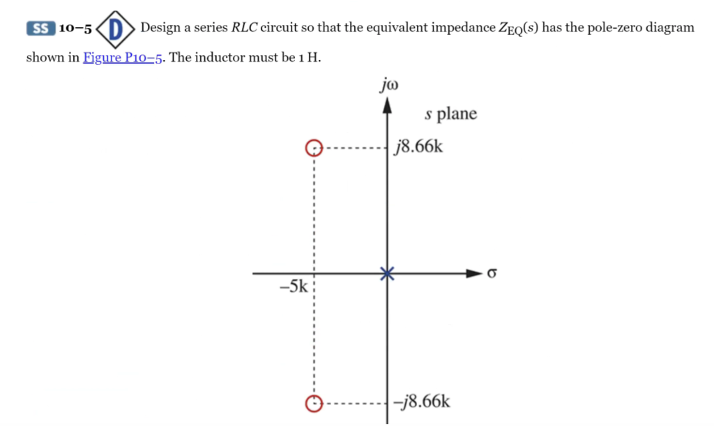 Solved SS 10-5 D Design a series RLC circuit so that the | Chegg.com