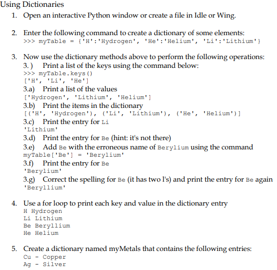 Solved Dictionary Methods clear Empties the dictionary get | Chegg.com