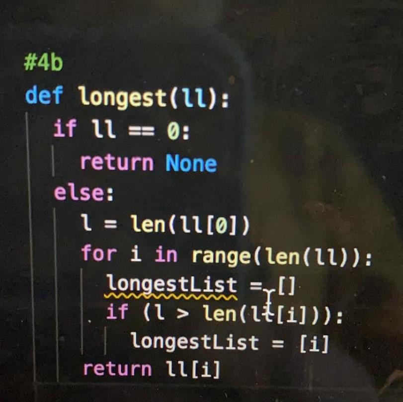 Solved Problem 4b - longest in lists.py: Longest element [5 | Chegg.com