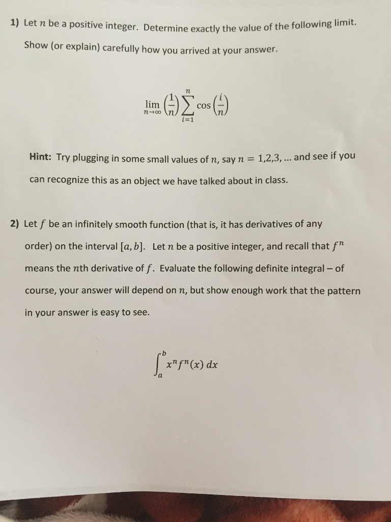 Solved 1) Let n be a positive integer. Determine exactly the | Chegg.com