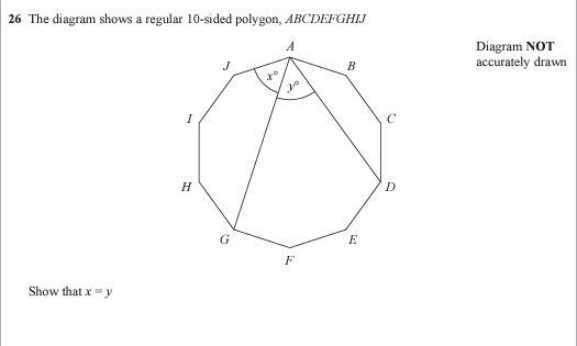 Solved The Diagram Shows A Regular Sided Polygon Chegg Com