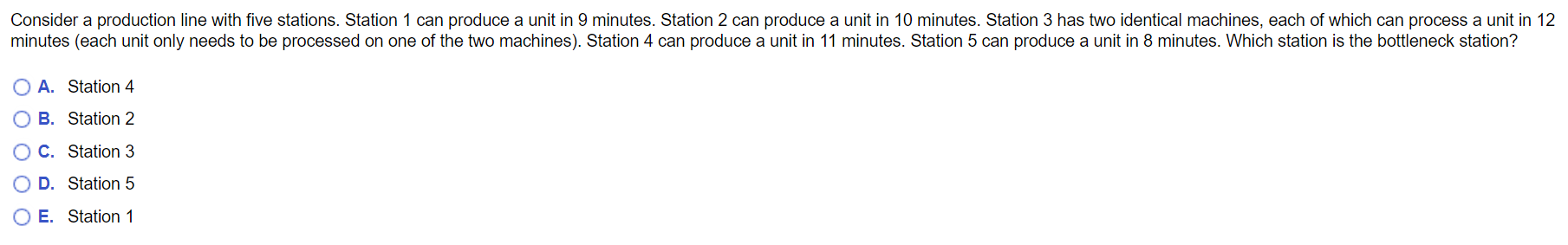 Solved Consider a production line with five stations. | Chegg.com