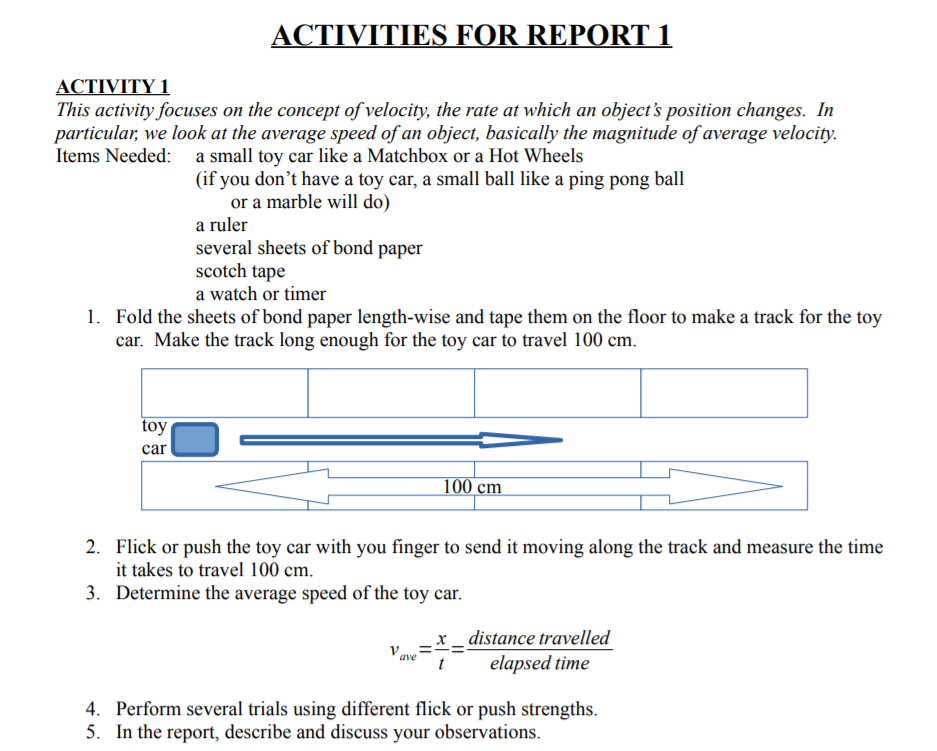 Solved ACTIVITIES FOR REPORT 1 ACTIVITY 1 This activity | Chegg.com