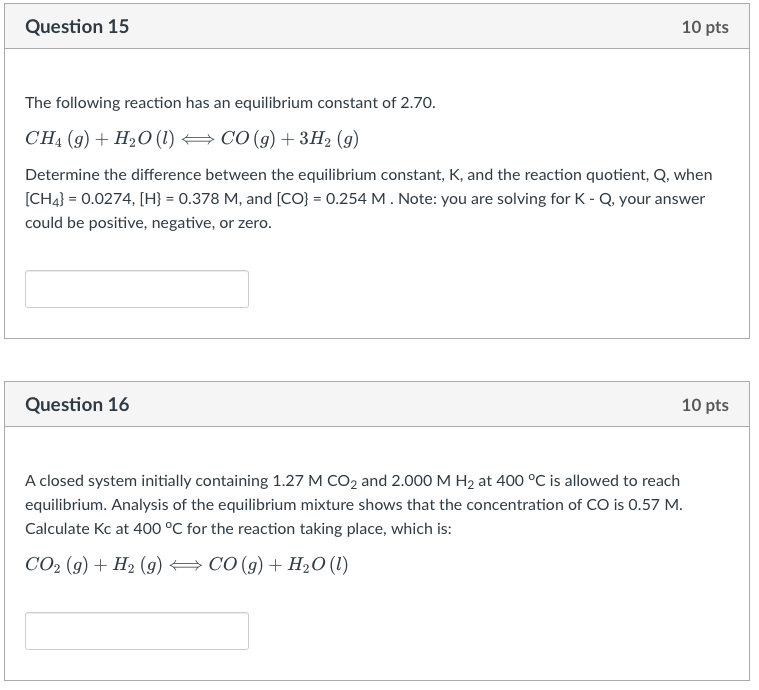 Solved The following reaction has an equilibrium constant of | Chegg.com