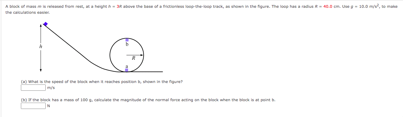 Solved A block of mass m is released from rest, at a height | Chegg.com