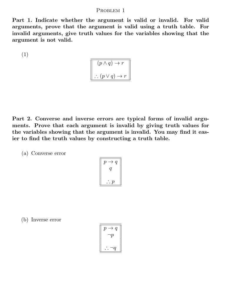 Solved PROBLEM 1 Part 1. Indicate Whether The Argument Is | Chegg.com