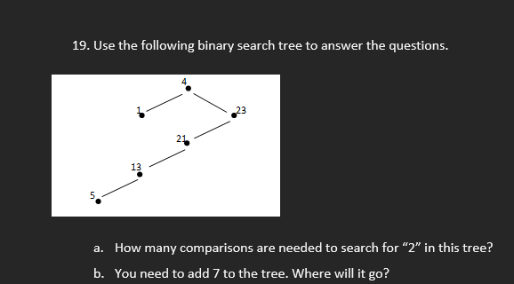 Solved 19. Use the following binary search tree to answer | Chegg.com