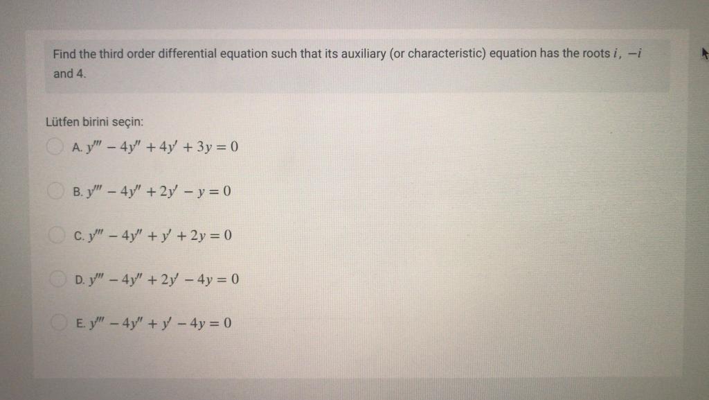 Solved Find the third order differential equation such that | Chegg.com