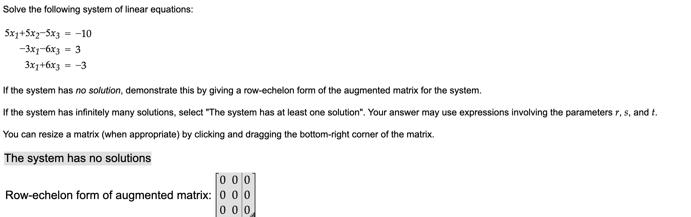 Solved Solve the following system of linear equations: | Chegg.com