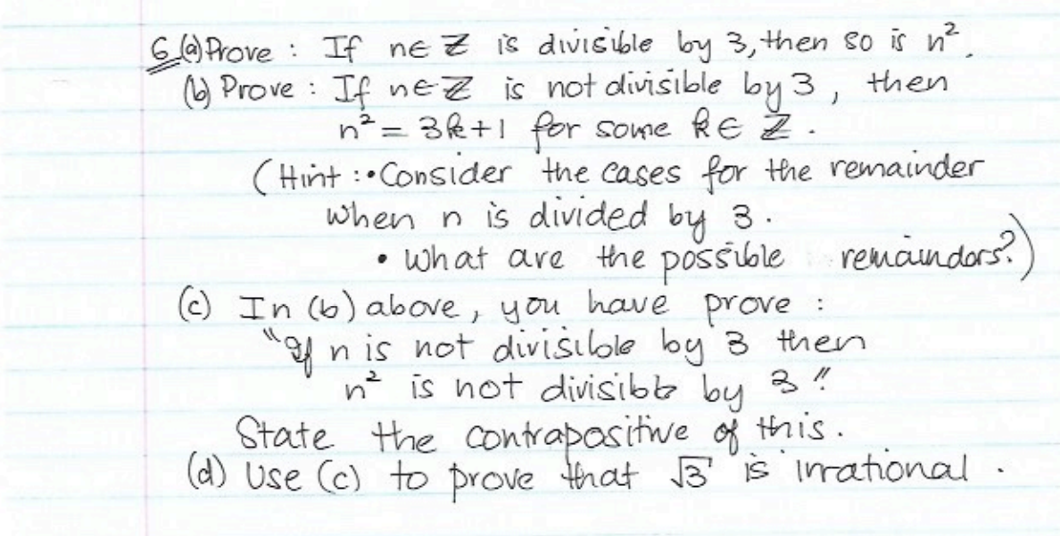 Solved 6(a)Prove: If n∈Z is divisible by 3 , then 80 is n2. | Chegg.com