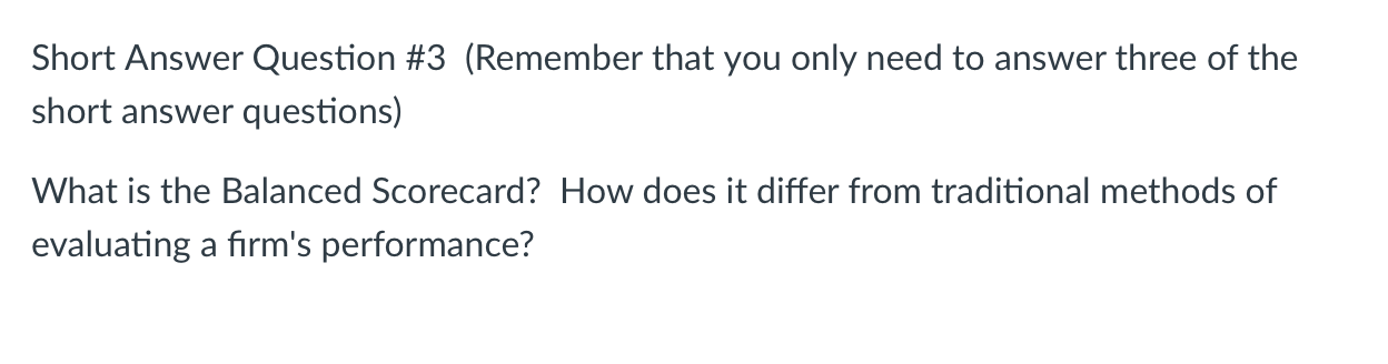 Solved Short Answer Question #3 (Remember that you only need | Chegg.com