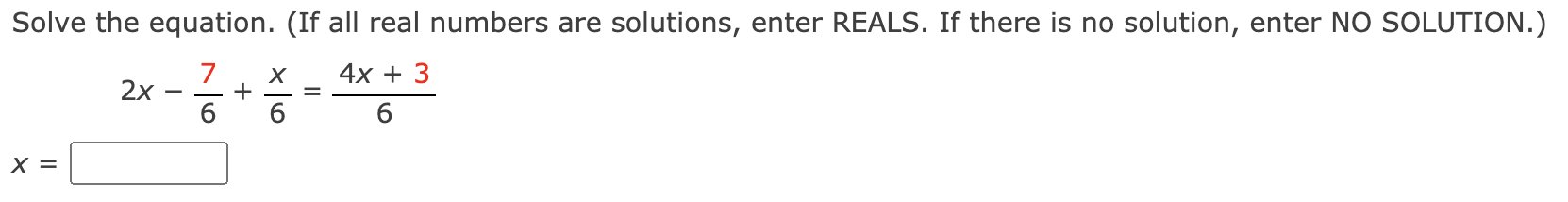 Solved Solve the equation. (If all real numbers are | Chegg.com