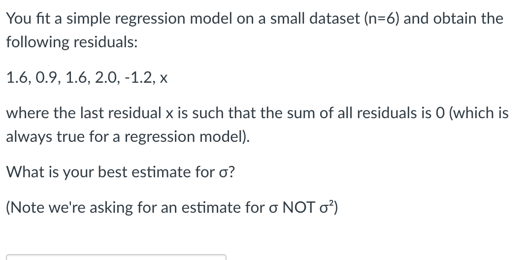 Solved You Fit A Simple Regression Model On A Small Dataset | Chegg.com