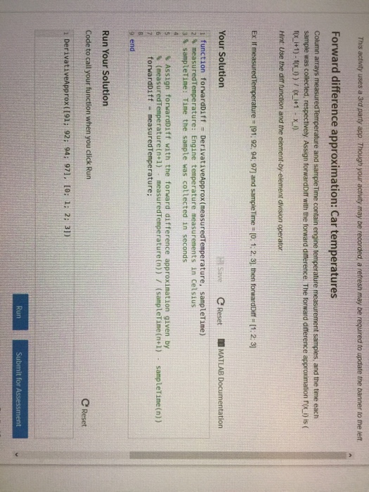 Solved Forward difference approximation: Car temperatures | Chegg.com