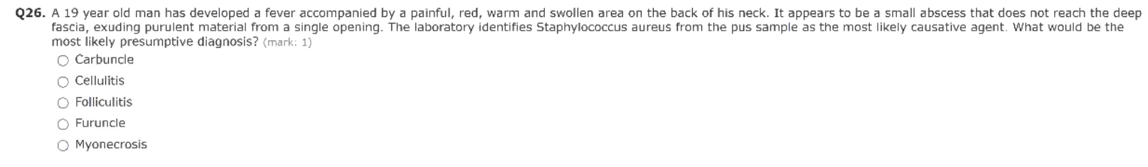 Solved Q26. A 19 year old man has developed a fever | Chegg.com
