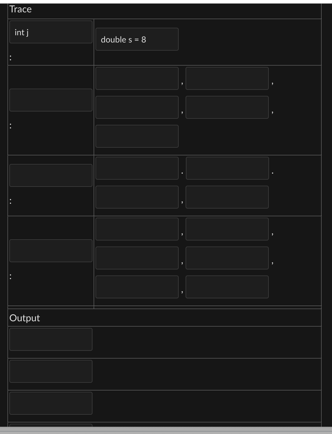 Solved In java please fill in the trace and output in a | Chegg.com