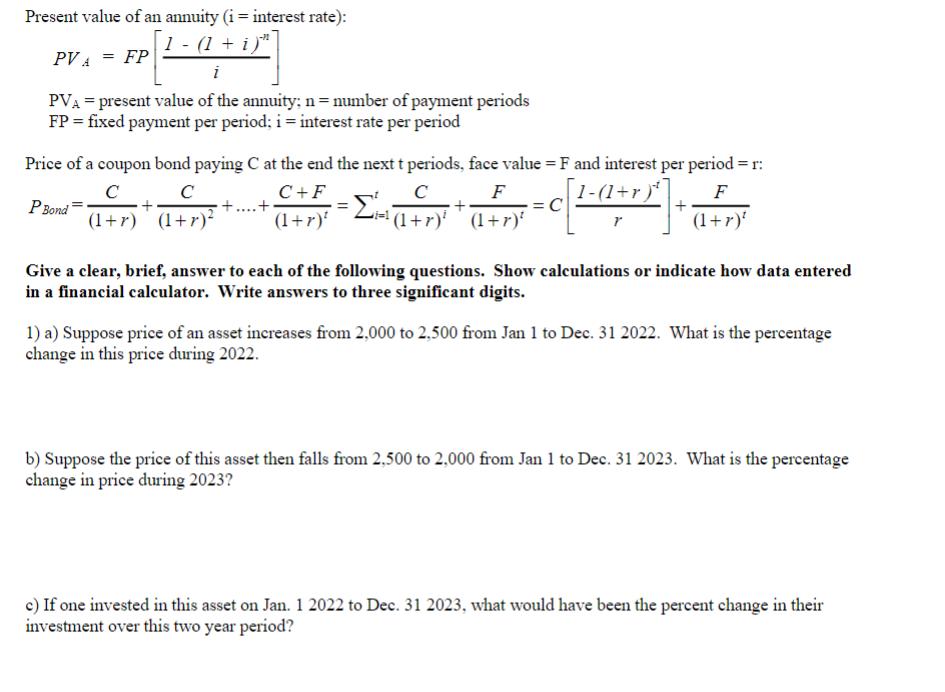 Solved Present Value Of An Annuity I Interest Rate 6340