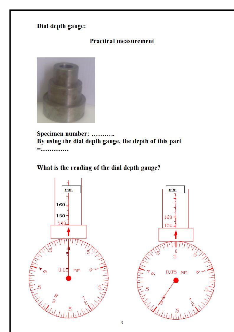 Solved Part 1 Vernier Depth Gauge Practical measurement