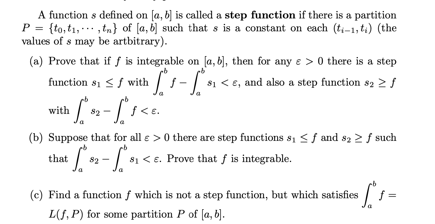 Solved A function s defined on [a,b] is called a step | Chegg.com