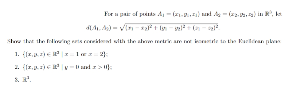 For a pair of points A1=(x1,y1,z1) and A2=(x2,y2,z2) | Chegg.com