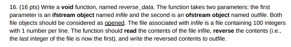 Solved 16. (16 pts) Write a void function, named | Chegg.com
