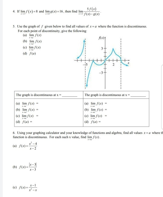 Solved 5f(x) 4. If limf (x) = 8 and lim g(x) = 16, then find | Chegg.com