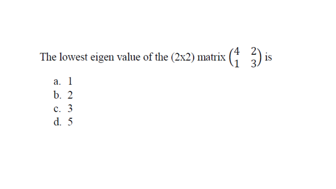 lowest eigenvalue of 2x2 matrix