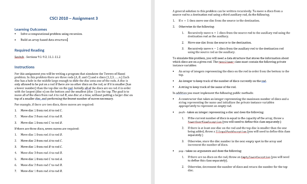 Solved CSCI 2010 - Assignment 3 Learning Outcomes Solve A | Chegg.com