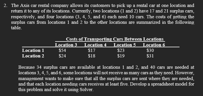 The Axis car rental company allows its customers to | Chegg.com