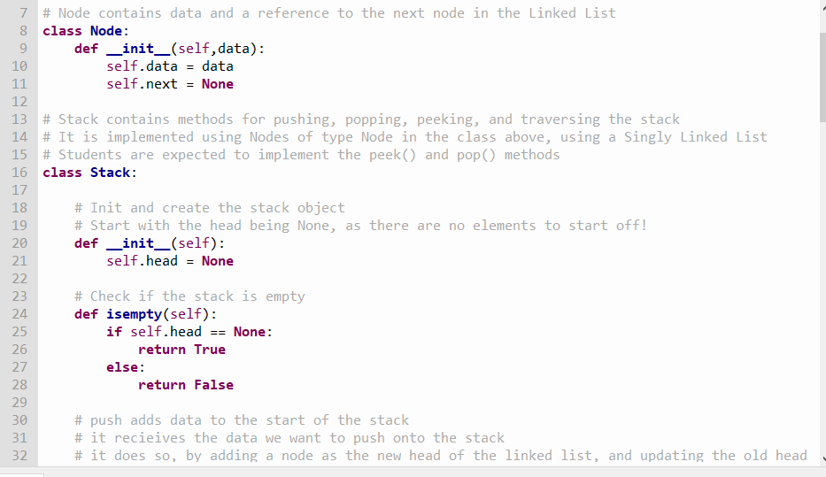Solved Please in Python Our stack held data in a simple | Chegg.com