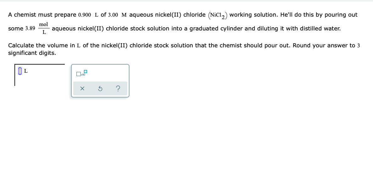 Solved Calculate The Volume In Liters Of A 1 05 Mol L Sodium